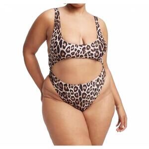 NEW GOOD AMERICAN monokini swimsuit in leopard